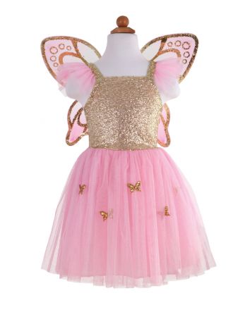 Great Pretenders Gold Sequins Butterfly Dress & Wings 5-7