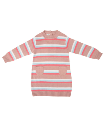 Korango A-line Striped Knit Dress Dusty Pink