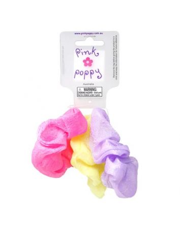 Pink Poppy Pastel Scrunchies Set